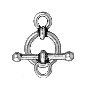 Antiqued Silver Bar & Ring Toggle Clasp Set (10mm) (2 Pack) - The Bead Chest