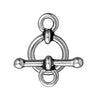 Antiqued Silver Bar & Ring Toggle Clasp Set (10mm) (5 Pack)