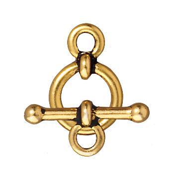 Antiqued Gold Bar & Ring Toggle Clasp Set (10mm) (10 Pack) - The Bead Chest