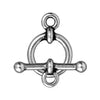 Antiqued Silver Bar & Ring Toggle Clasp Set (12mm) (5 Pack)