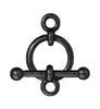 Midnight Black Bar & Ring Toggle Clasp Set (12mm) (2 Pack)