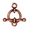 Antiqued Copper Bar & Ring Toggle Clasp Set (12mm) (2 Pack)