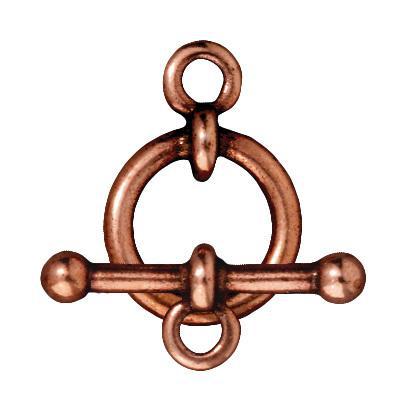 Antiqued Copper Bar & Ring Toggle Clasp Set (12mm) (10 Pack) - The Bead Chest