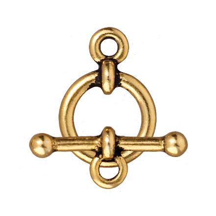 Antiqued Gold Bar & Ring Toggle Clasp Set (12mm) (10 Pack) - The Bead Chest