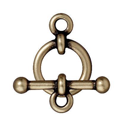 Antiqued Brass Bar & Ring Toggle Clasp Set (12mm) (10 Pack) - The Bead Chest