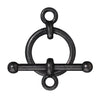 Midnight Black Bar & Ring Toggle Clasp Set (18mm) (5 Pack)