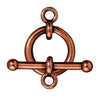 Antiqued Copper Bar & Ring Toggle Clasp Set (18mm) (10 Pack)