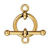 Antiqued Gold Bar & Ring Toggle Clasp Set (18mm) (2 Pack)