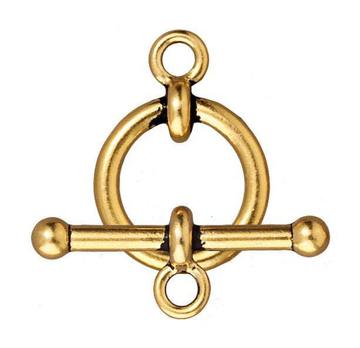 Antiqued Gold Bar & Ring Toggle Clasp Set (18mm) (10 Pack)