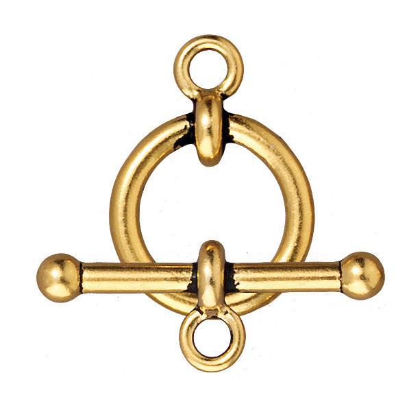 Antiqued Gold Bar & Ring Toggle Clasp Set (18mm) (10 Pack) - The Bead Chest