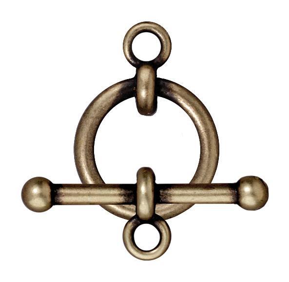 Antiqued Brass Bar & Ring Toggle Clasp Set (18mm) (2 Pack) - The Bead Chest