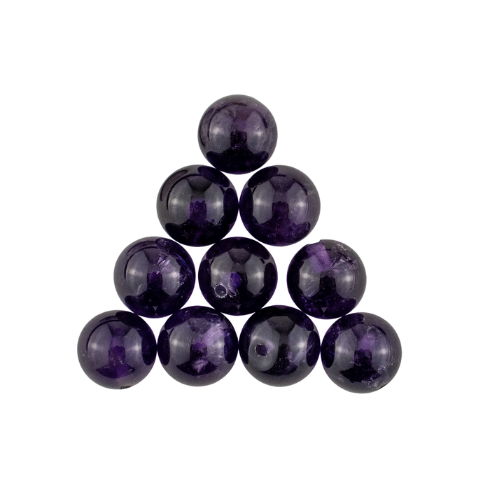 Half-Drilled Round Amethyst Beads (8mm, Set of 10)