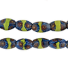 Blue & Green Oval Antique Venetian Millefiori Trade Beads (14x10mm)