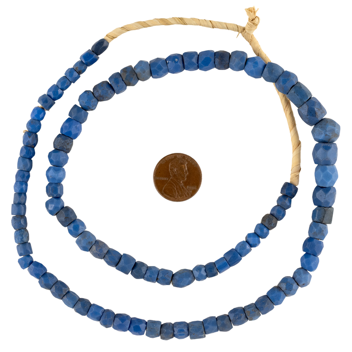 Multifaceted Antique Russian Blue Trade Beads #77303