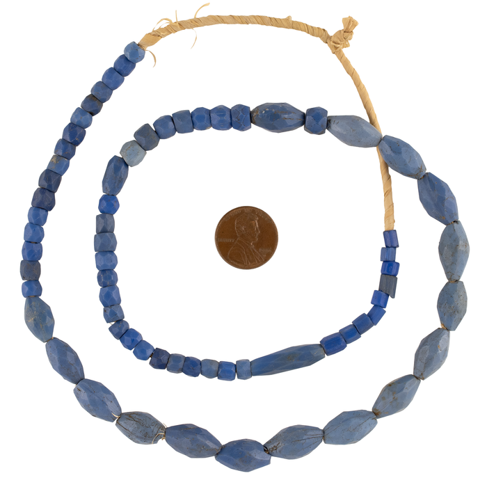 Multifaceted Antique Russian Blue Trade Beads  #77303