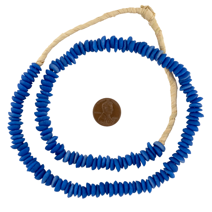 Ocean Blue Ashanti Saucer Beads (8mm)