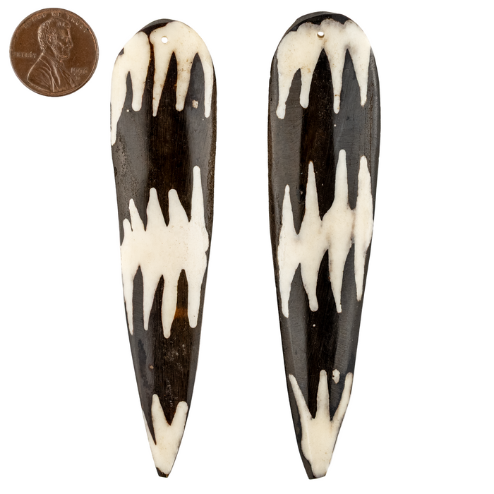 Zig-Zag Batik Bone Feather Pendant (Set of 2)
