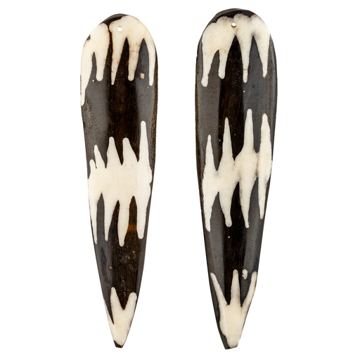 Zig-Zag Batik Bone Feather Pendant (Set of 2)