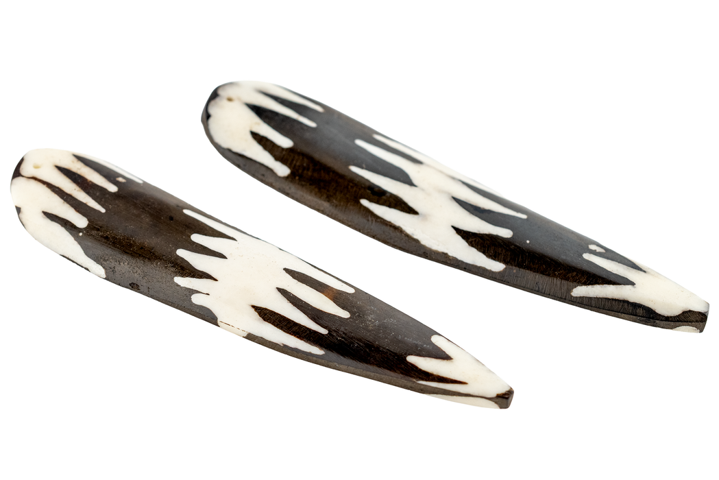 Zig-Zag Batik Bone Feather Pendant (Set of 2)