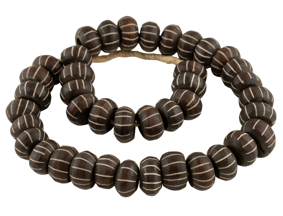 Matte Carved Chevron Dark Brown Bone Beads (Large)