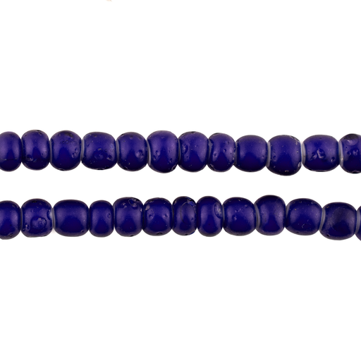 Matte Navy Blue White Heart Beads (7mm)