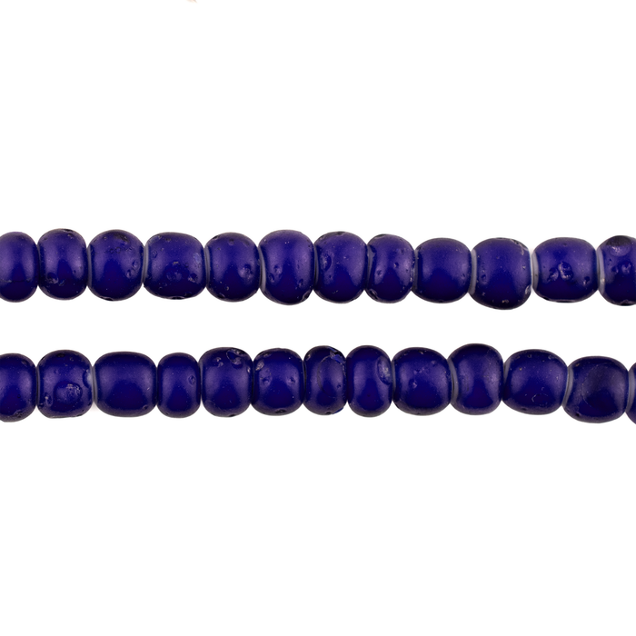 Matte Navy Blue White Heart Beads (7mm)