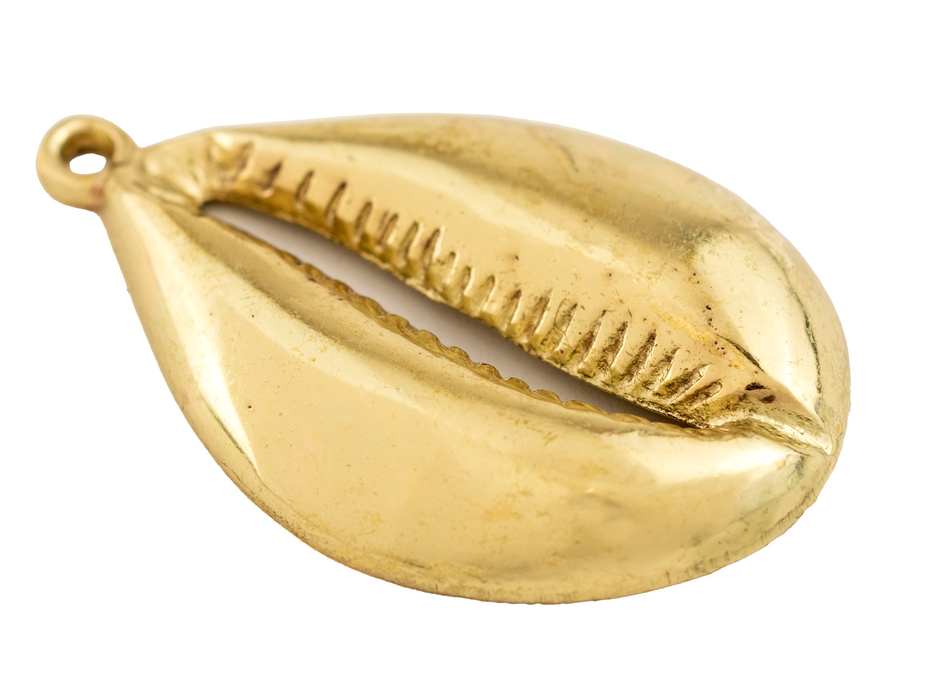Brass Cowrie Shell Pendant (7x66mm)