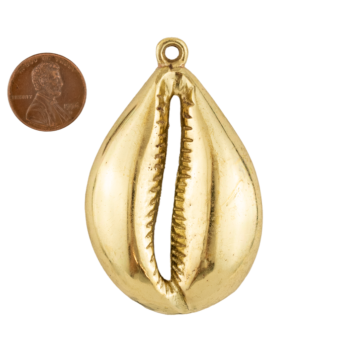 Brass Cowrie Shell Pendant (7x66mm)
