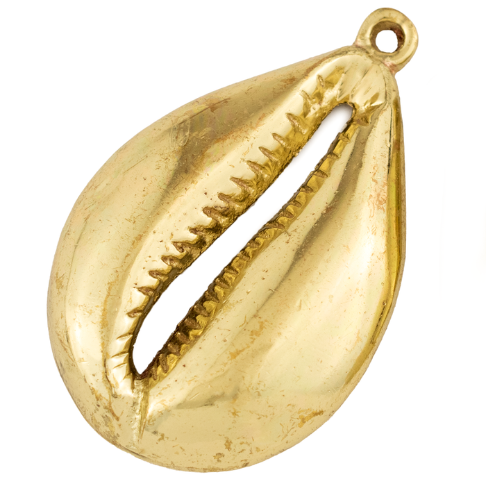 Brass Cowrie Shell Pendant (7x66mm)