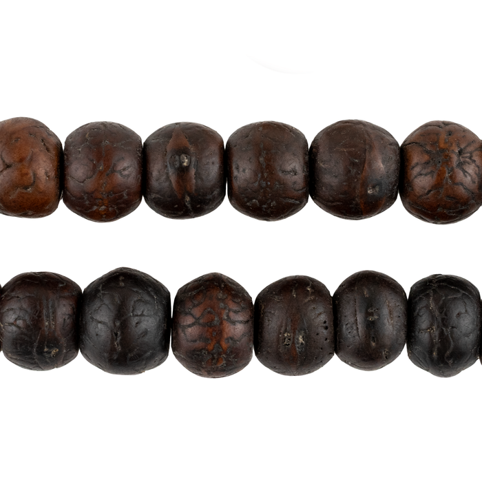 Smooth Dark Brown Bodhi Seed Mala Prayer Beads (12mm)