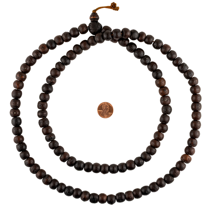 Smooth Dark Brown Bodhi Seed Mala Prayer Beads (12mm)