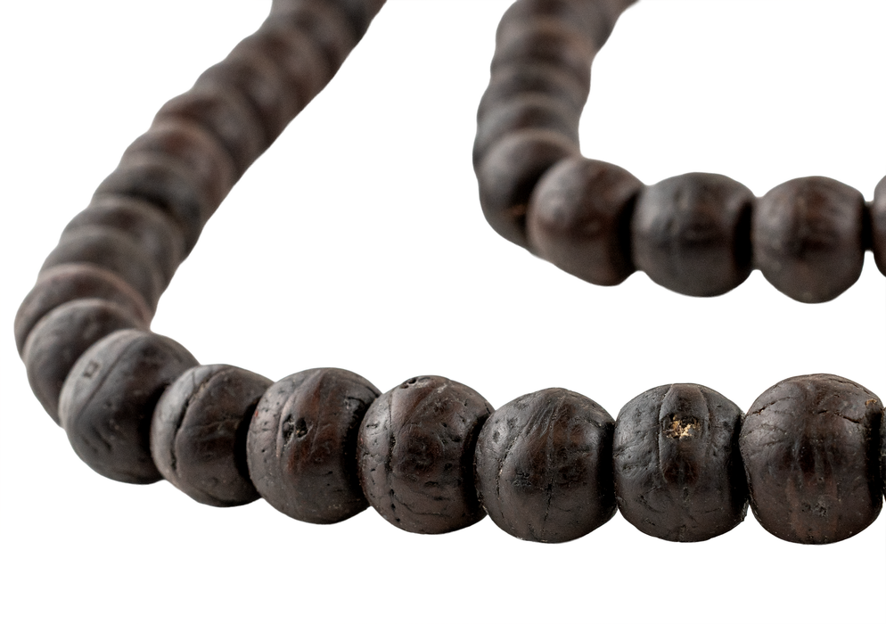 Smooth Dark Brown Bodhi Seed Mala Prayer Beads (12mm)