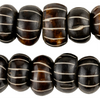Carved Chevron Dark Brown Bone Beads (Large)