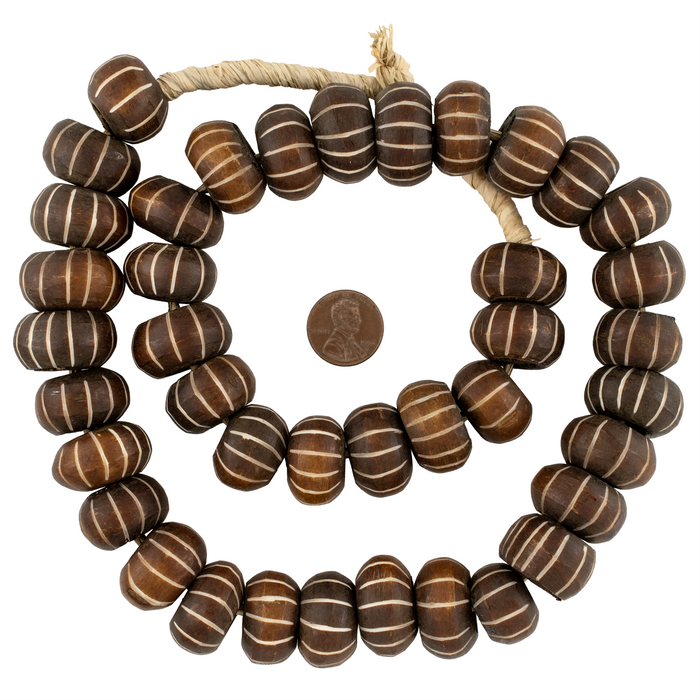 Matte Carved Chevron Brown Bone Beads (Large)