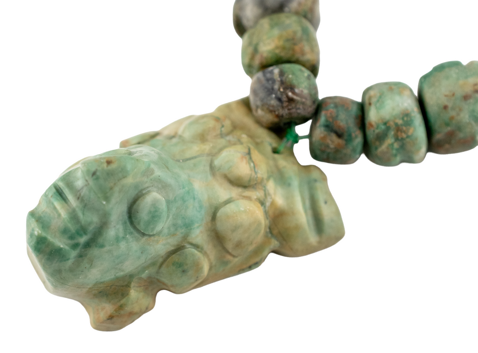Hand-carved Mayan Jade Beads with Pendant #17605