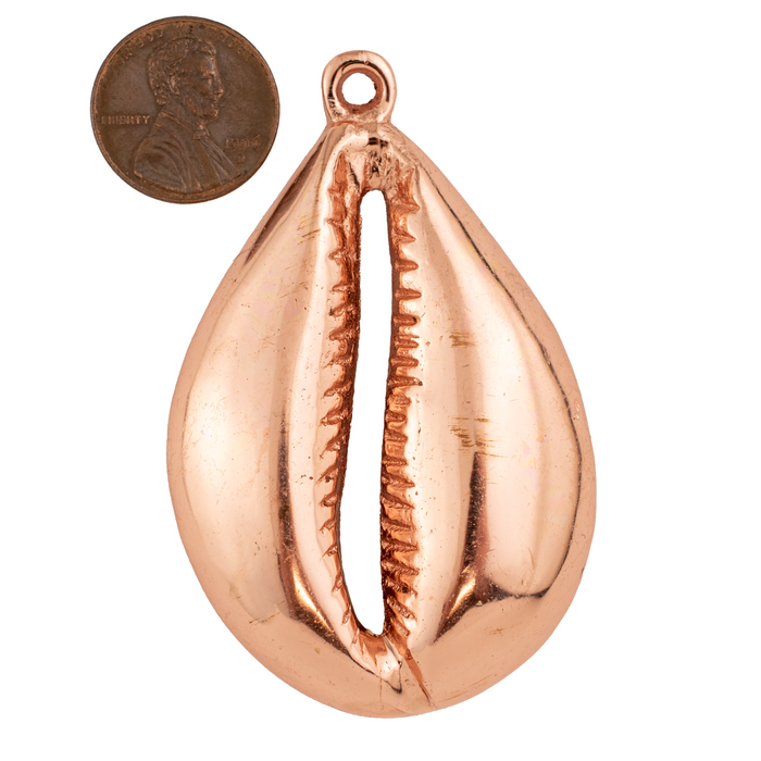 Copper Cowrie Shell Pendant (7x66mm)