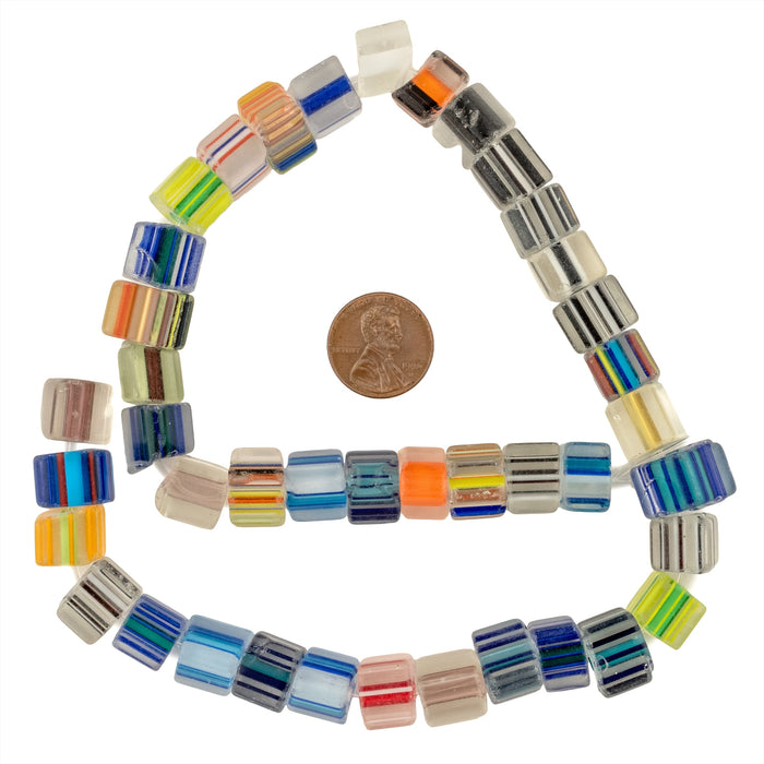 Hidden Gems: Multicolor Striped Glass Beads - Colors Vary