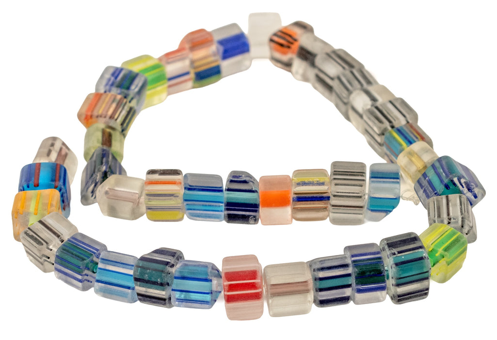 Hidden Gems: Multicolor Striped Glass Beads - Colors Vary