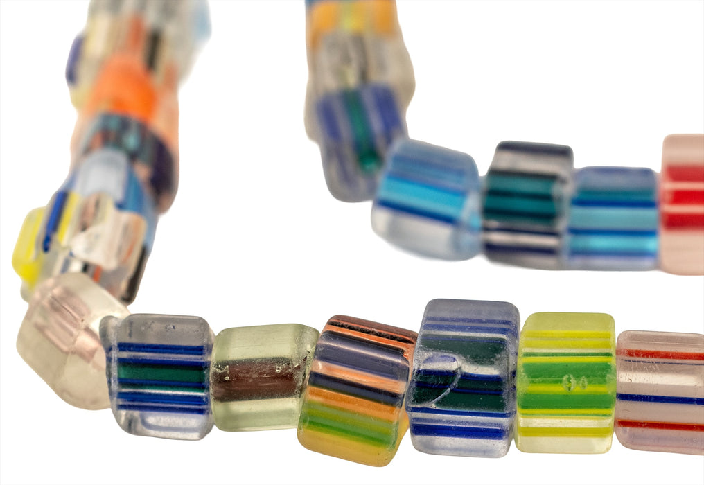 Hidden Gems: Multicolor Striped Glass Beads - Colors Vary