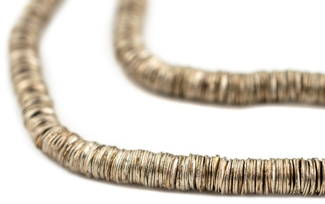 Antique Silver Interlocking Crisp Beads (6mm, 24 Inch Strand) - The Bead Chest