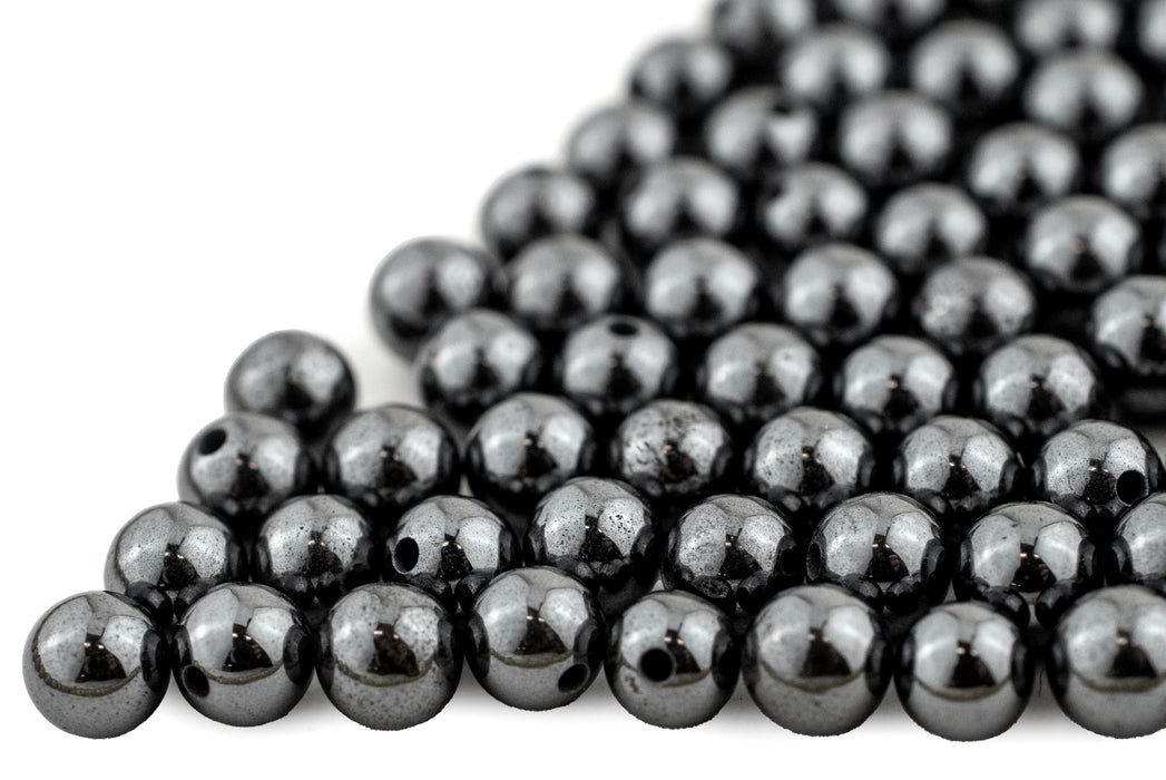 Half-Drilled Round Non-Magnetic Hematite Beads (4mm, Set of 100)