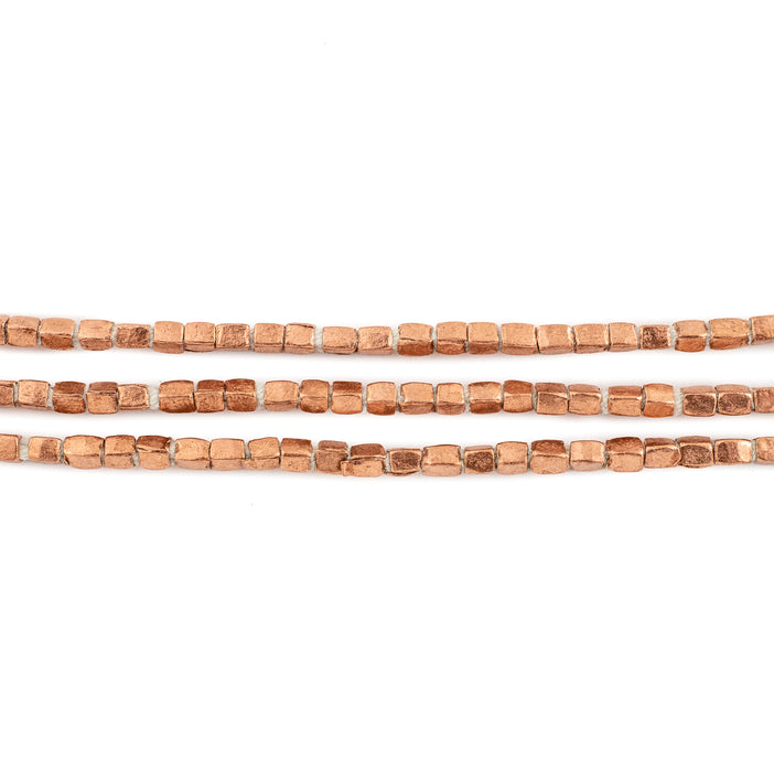 Copper Cube Ethiopian Tube Beads (3mm) - The Bead Chest
