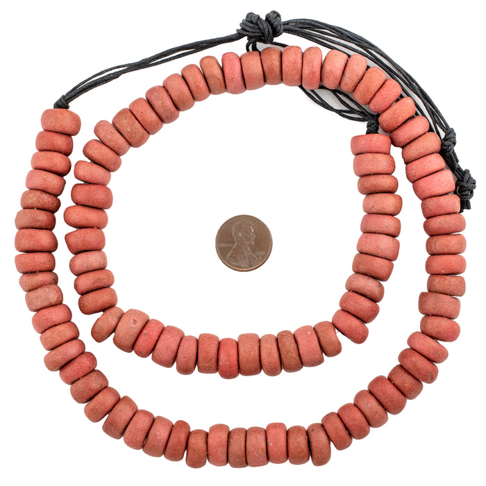 Rouge Red Moroccan Pottery Beads (Rondelle) - The Bead Chest