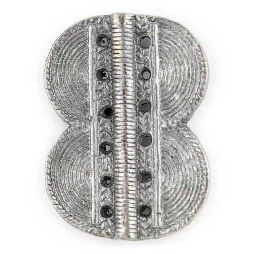 Silver Double Sun Dotted Baule Bead Pendant (48x36mm)