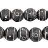 Black Terracotta Round Carved Mali Clay Beads (16mm)