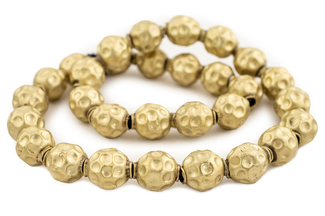 Matte Brass Dotted Sphere Hollow Tribal Beads (18mm) - The Bead Chest