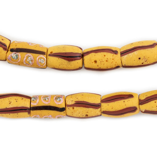 Yellow & Red Antique Venetian Watermelon Chevron Beads - The Bead Chest