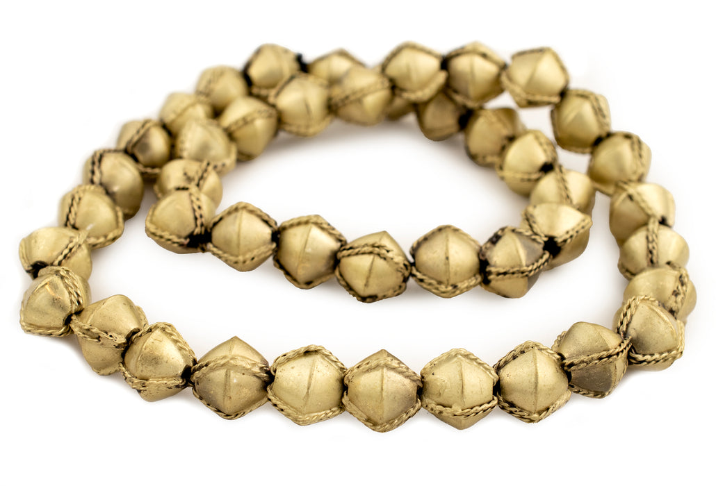 Ethiopian Wired Matte Brass Bicone Beads (15mm) - The Bead Chest