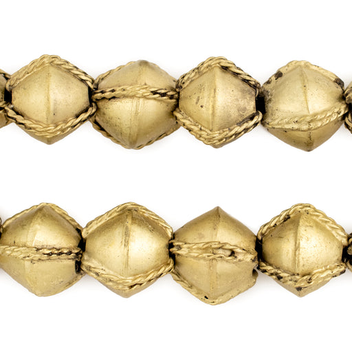 Ethiopian Wired Matte Brass Bicone Beads (15mm)