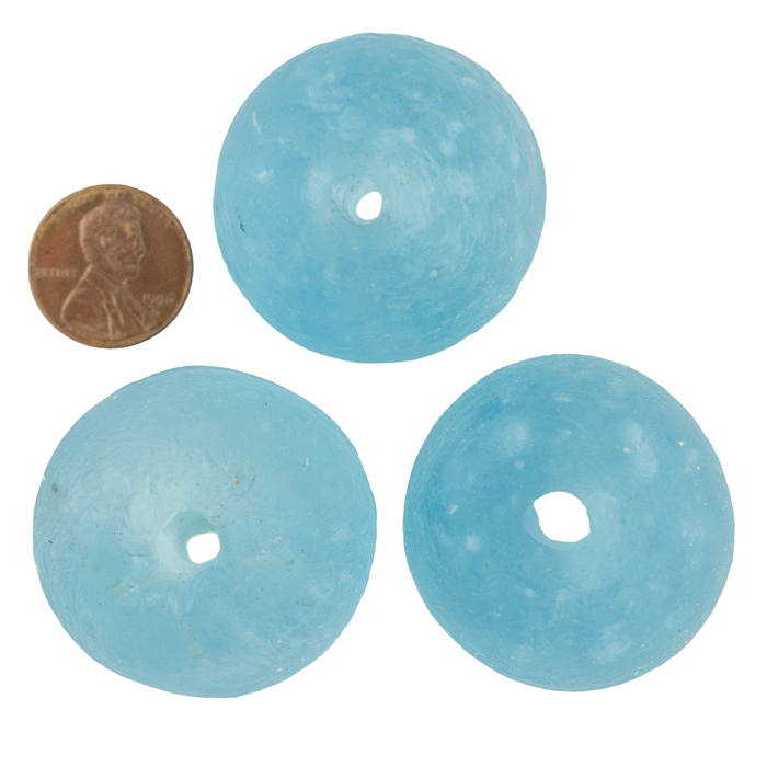 Super Jumbo Clear Marine Recycled Glass Bead (33mm)